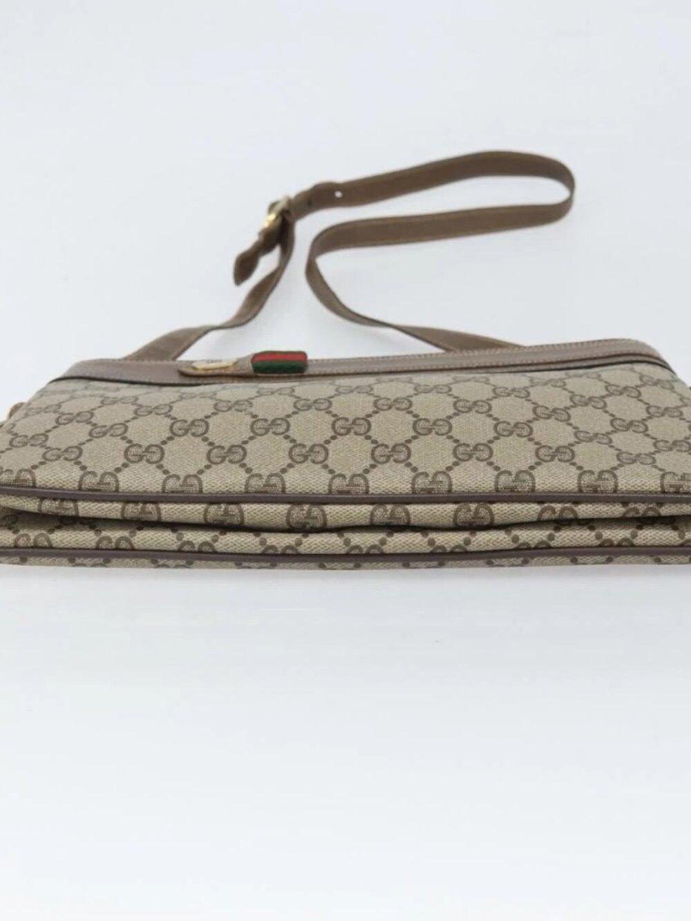 GUCCI GG Supreme Web Sherry Line Bag PVC Beige Gold 96 02 035 Auth 170489 - Picture 7 of 16